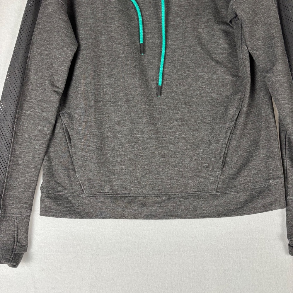 Women’s, Under Armour, Charcoal Gray, Funnel Neck Sweatshirt S with Mesh Sleeves - Picture 4 of 9